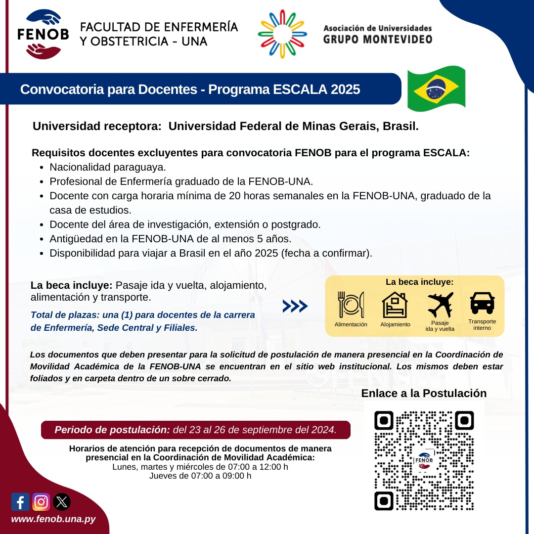 Convocatoria para Docentes - Programa Escala 2025 - FENOB-UNA
